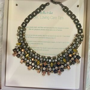 Stella & Dot Kahlo Bib Necklace Hematite Statement Rhinestone N382H New In Box